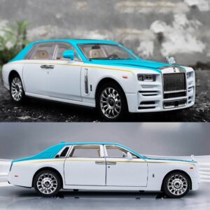 1/24 Diecast Car Model Rolls-Royce Phantom Toy Car, Alloy Collectible Phantom Replica Pull Back Model Car Vehicles with Sound and Light for Kids Boys Girls Birthday Gift