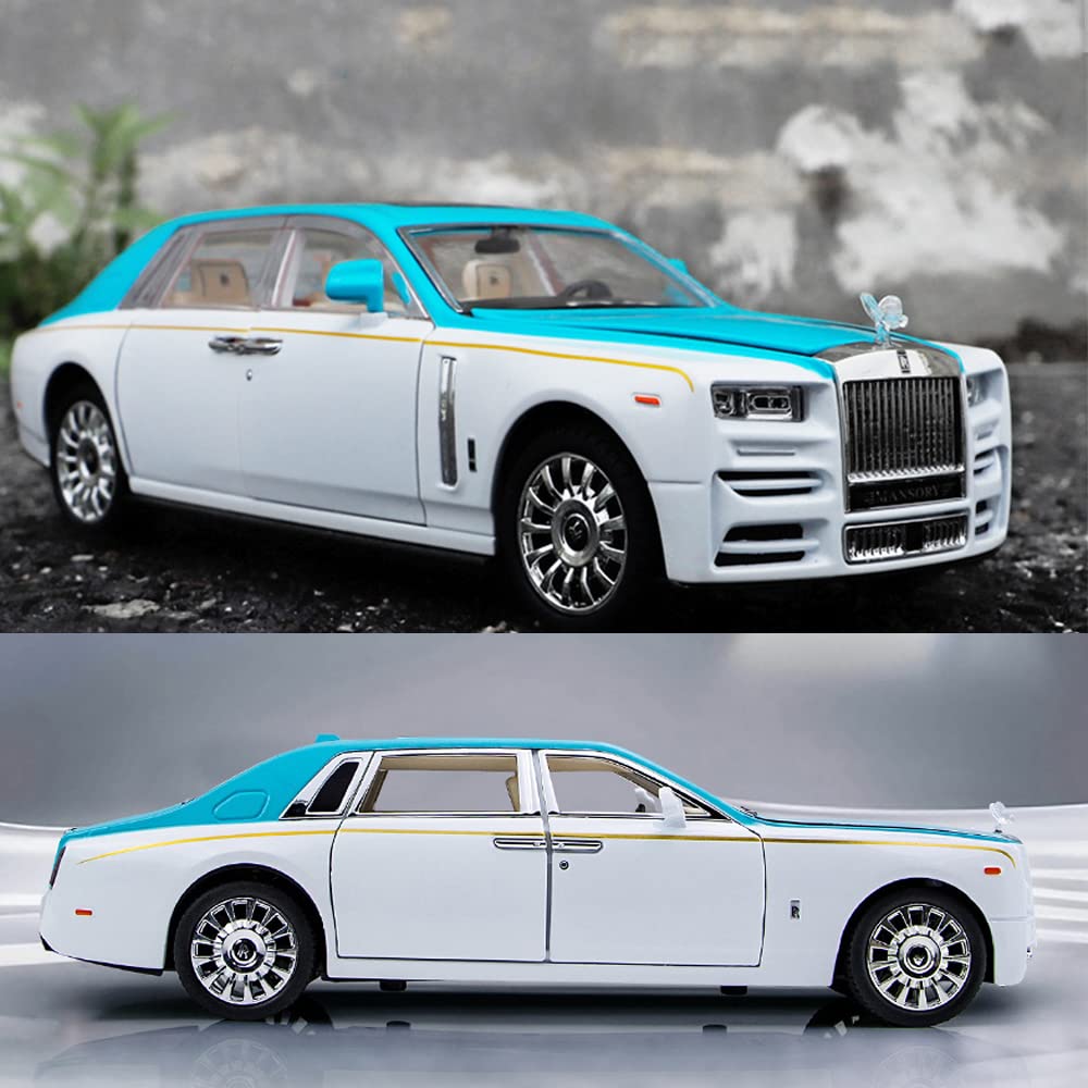 1/24 Diecast Car Model Rolls-Royce Phantom Toy Car, Alloy Collectible Phantom Replica Pull Back Model Car Vehicles with Sound and Light for Kids Boys Girls Birthday Gift