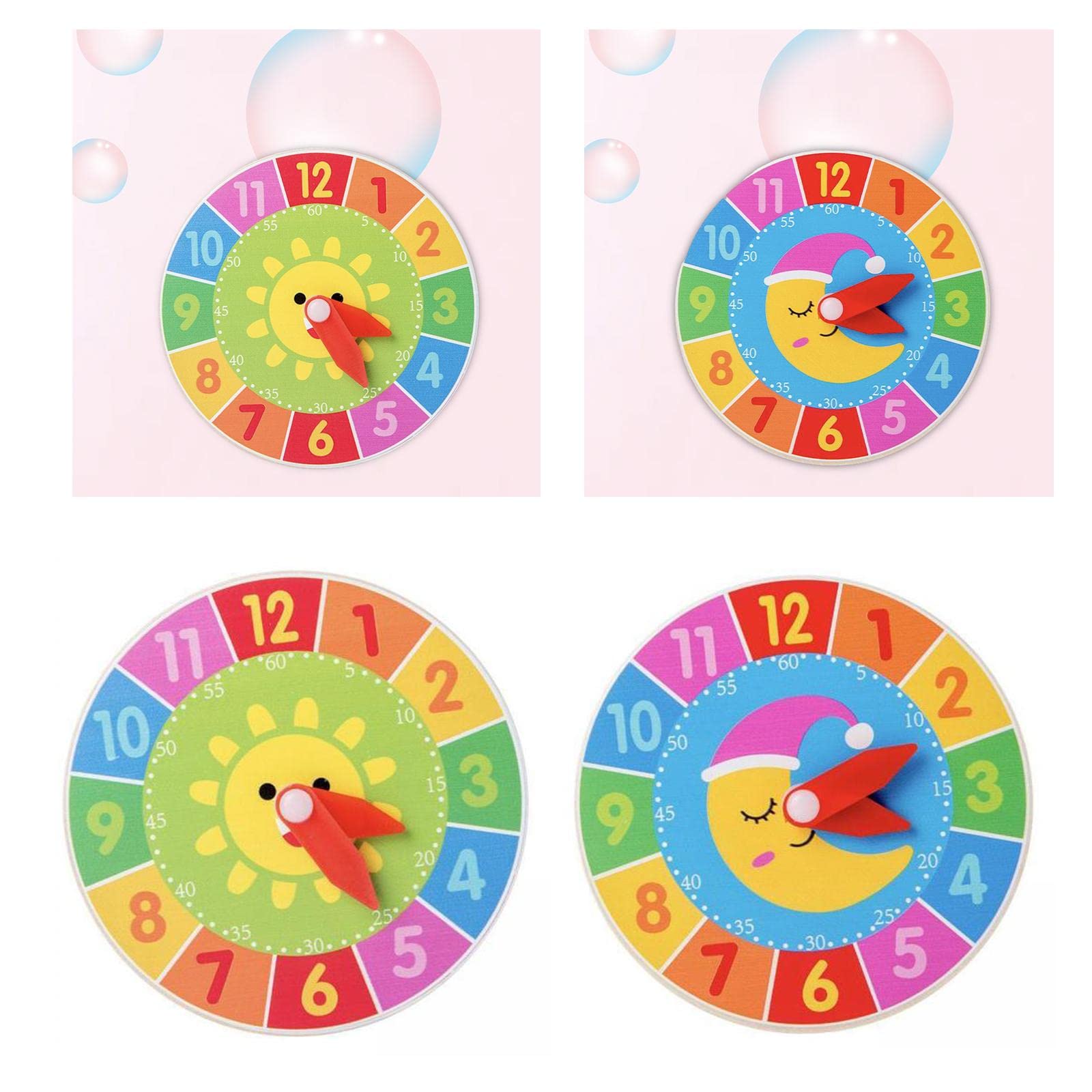 2 Pieces Montessori Busy Board Accessories Clock Cognition Toy for Children Toddlers Boy