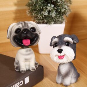 Pwenjofy Resin Bobbing Head Dog Figurines Mini Bobblehead Puppy for Home Office Desk Car Dashboards Decor Ornaments (Pug)