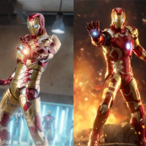 LonullyMege Ironman Action Figures Set 2 Pack Metal Painting All Joints Movable 7 Inch Collectible Model Toys (MK42 & MK43)