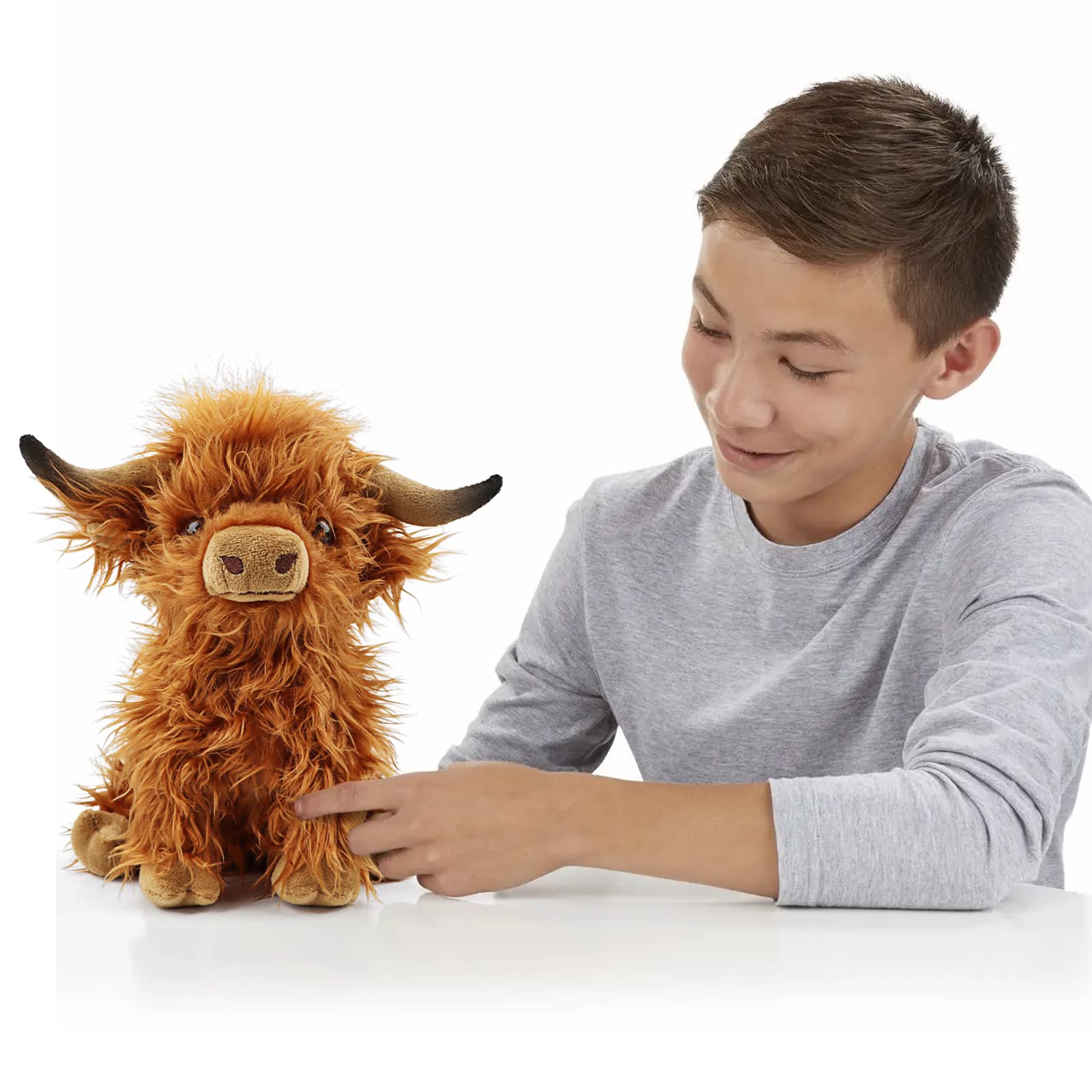 Gluutoyashop Highland Cows Stuffed Animal Scottish Highland Cows Plush Toy Cute Farm Plushie Christmas Birthday Present for Adults Boys Girls (Brown, 11 in)