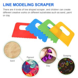 STOBOK Paint Scrapers Kit, 4Pcs Paint Scrapers for Arts Crafts DIY Graffiti Scraping Kids Play Oil Painting Drawing Tools for Kids Art Early Learning Toys