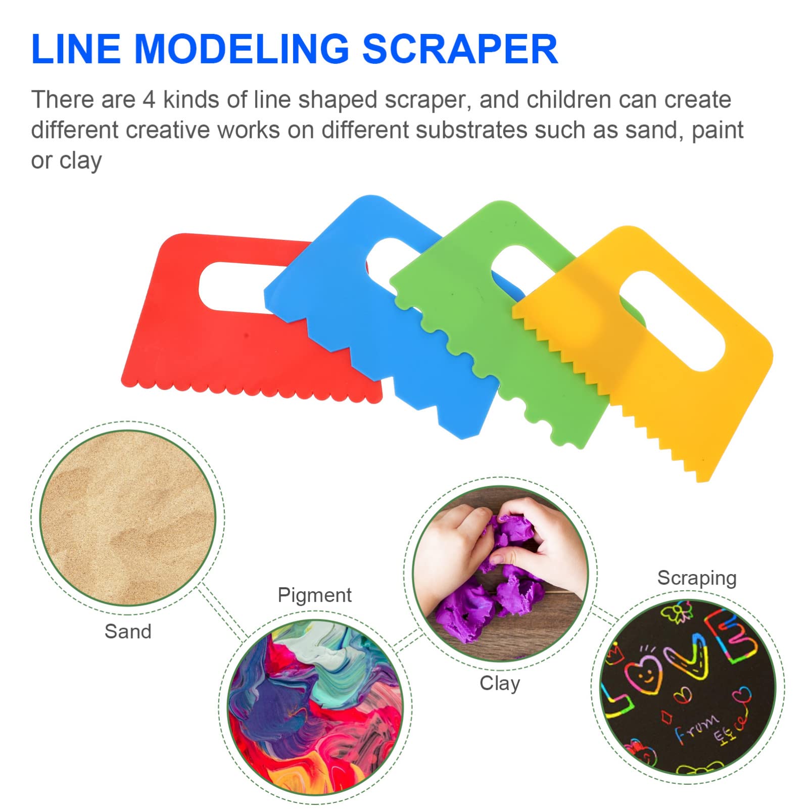 STOBOK Paint Scrapers Kit, 4Pcs Paint Scrapers for Arts Crafts DIY Graffiti Scraping Kids Play Oil Painting Drawing Tools for Kids Art Early Learning Toys