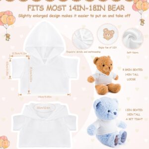 Litherr S 12 PCS Stuffed Bear Clothes Shirt Stuffed Animal T-Shirt Doll Tshirts Classic Plush Bear Shirts Bear Hoodie Fit 14-18 Inches Stuffed Bear Dolls (White)