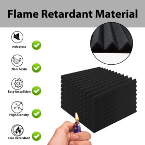 Ikaufen 36 Pack Acoustic Foam Panels, 2" X 12" X 12" Studio Foam Wedges, High Density and Flame Retardant Sound Proof Foam Panels for Wall and Ceiling