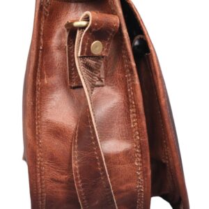 Madosh, Saddle Bag For Women Genuine Leather Crossbody Bag Girls Sling Purse Ladies Cross-Over Handbag (BROWN)