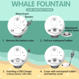 AOLIGE 2Pcs Whale Bath Toy Sprinkler Rechargeable Spraying Light Up Bathtub Toys Bathtime Water Toys for Toddlers Kids Waterproof Shower Toys (Rechargeable White & Grey Whale)