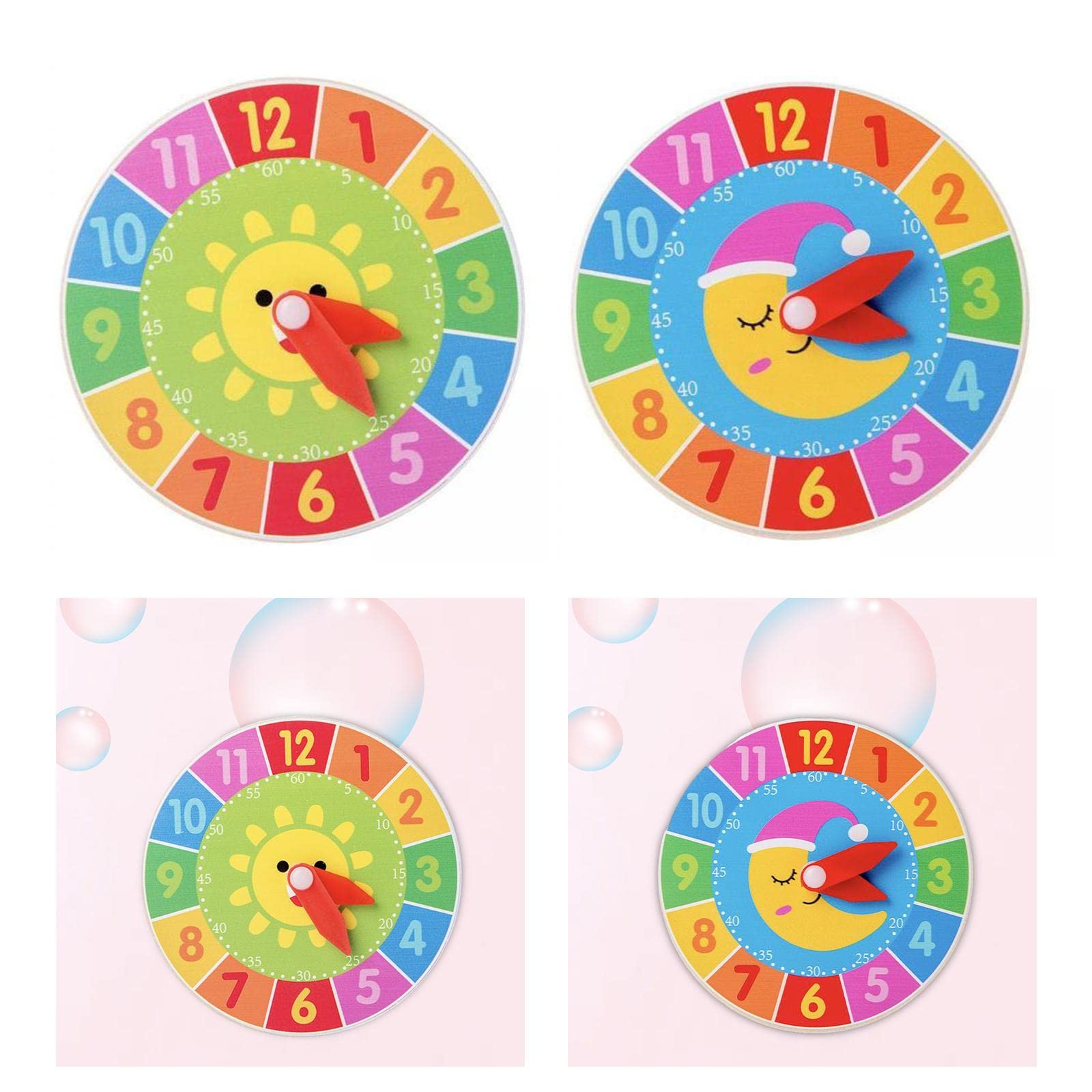 2 Pieces Montessori Busy Board Accessories Clock Cognition Toy for Children Toddlers Boy