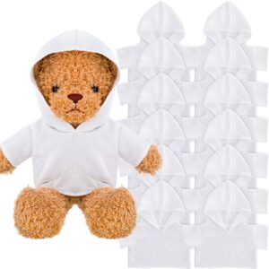 litherr s 12 pcs stuffed bear clothes shirt stuffed animal t-shirt doll tshirts classic plush bear shirts bear hoodie fit 14-18 inches stuffed bear dolls (white)