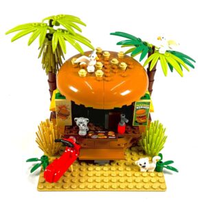 general jim's paradise burger modular building blocks set | intricate and colorful burger in paradise brick building experience