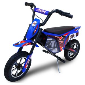 24V Electric Dirt Bike, M8TRIX Ride on Toy Motorcycle for Kids and Teens (Blue)