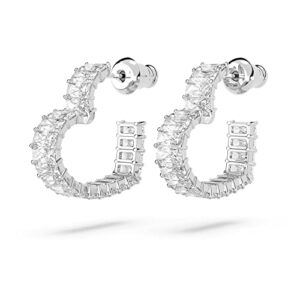 SWAROVSKI Matrix Hoop Earrings, Woven Heart-Shaped Hoops with Clear Crystals on a Rhodium Finished Setting, Part of the Swarovski Matrix Collection