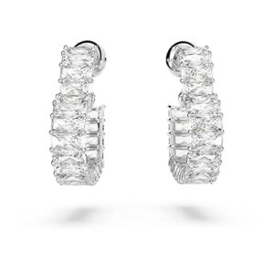 SWAROVSKI Matrix Hoop Earrings, Woven Heart-Shaped Hoops with Clear Crystals on a Rhodium Finished Setting, Part of the Swarovski Matrix Collection