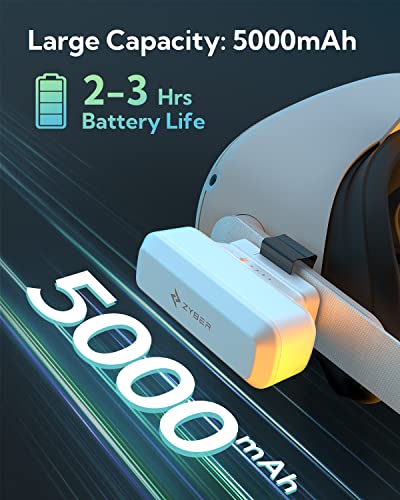 ZYBER Magnetic Battery Pack for Meta Quest 2 Quest 3 Pico 4, Rechargeable Battery Pack Compatible for Quest 2 Accessories, Provides Extra 2+ Hours of Play Time