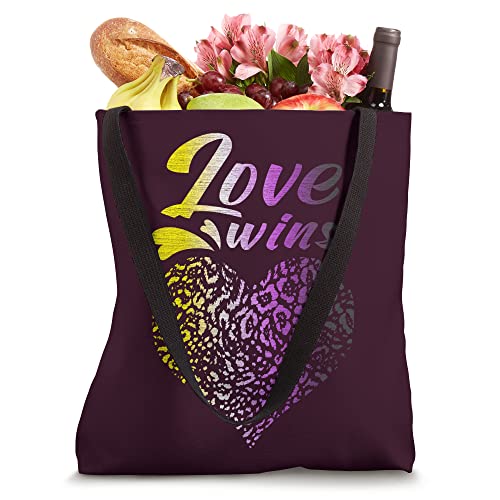 Love wins, heart in nonbinary colors, LGBT Pride Tote Bag