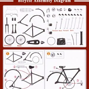 Japelessor 51 PCS Retro Bicycle Model Ornament for Kids - DIY Bicycle Model Assembled (B-Green)