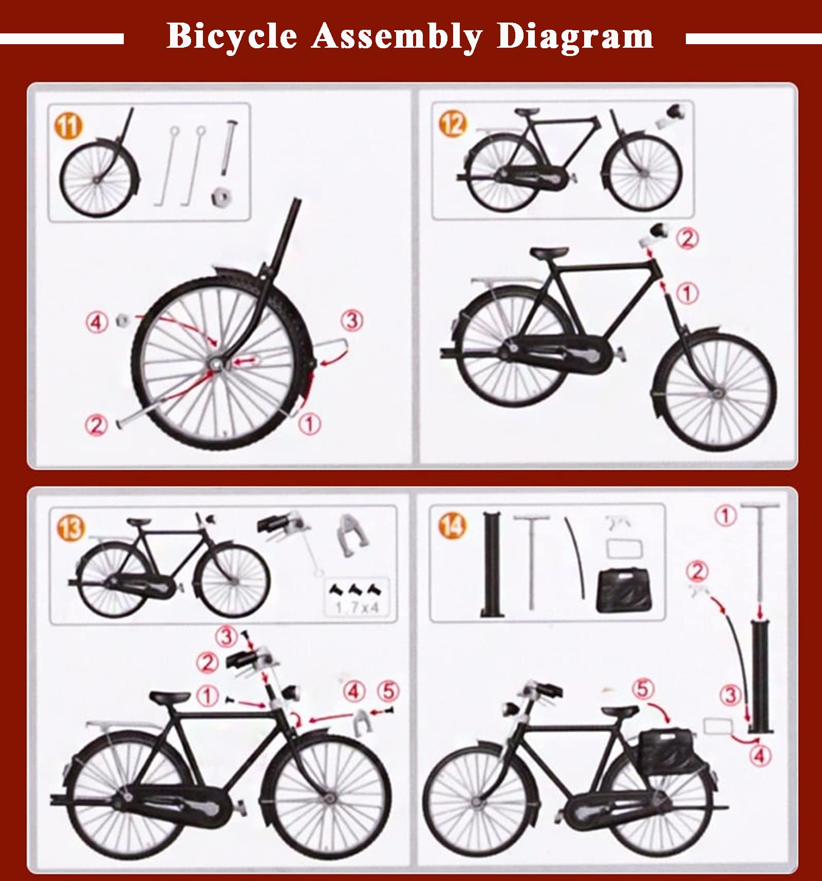 Japelessor 51 PCS Retro Bicycle Model Ornament for Kids - DIY Bicycle Model Assembled (B-Green)