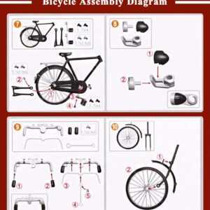 Japelessor 51 PCS Retro Bicycle Model Ornament for Kids - DIY Bicycle Model Assembled (B-Green)