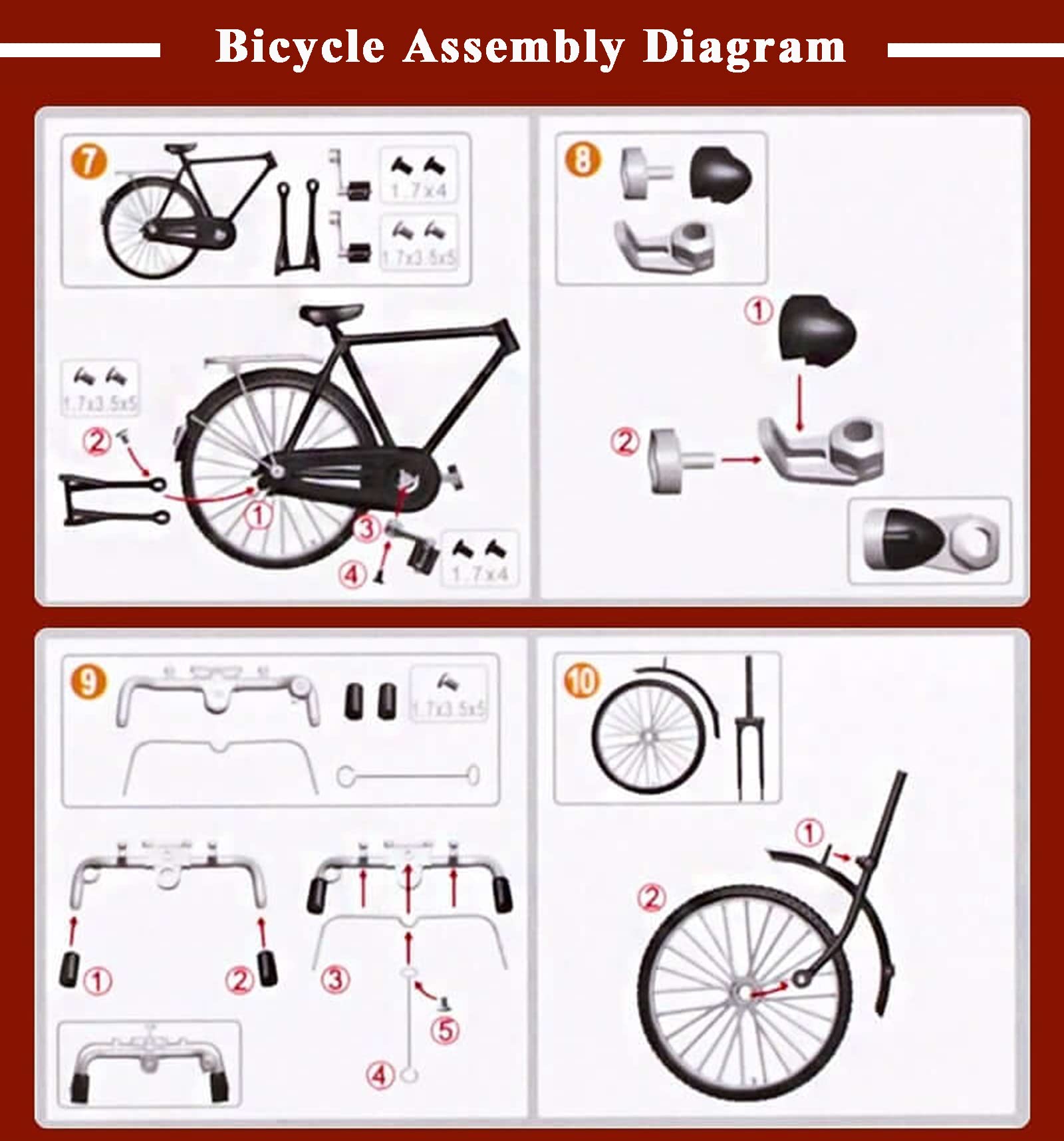 Japelessor 51 PCS Retro Bicycle Model Ornament for Kids - DIY Bicycle Model Assembled (B-Green)