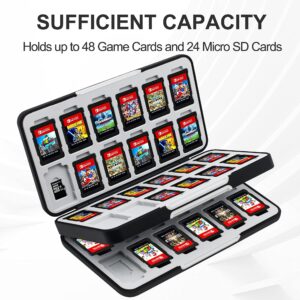 NOOP Game Card Case for Nintendo Switch& Switch OLED Game Card and Micro SD Card, Portable Switch Game Holder with 48 Game Card Slots and 24 Micro SD Card Slots (48 Slots(Black))