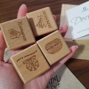 La Liburu Wooden Decision Dice, Gift Idea, Couple Date Night, Family, Foodie Dine in Take Out Activities Movie Genre, Engraved 4 Dice with Box and Pouch