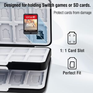 NOOP Game Card Case for Nintendo Switch& Switch OLED Game Card and Micro SD Card, Portable Switch Game Holder with 48 Game Card Slots and 24 Micro SD Card Slots (48 Slots(Black))