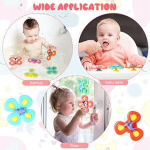 Leitee 9 Pcs Suction Cup Toys Bath Toys Sensory Toys Strong Suction Cup Toys Spinner Dimple Toy Birthday Gifts for Early Education Bathtub Dining Chairs, 3 Styles(Cute Style)