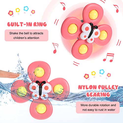 Leitee 9 Pcs Suction Cup Toys Bath Toys Sensory Toys Strong Suction Cup Toys Spinner Dimple Toy Birthday Gifts for Early Education Bathtub Dining Chairs, 3 Styles(Cute Style)