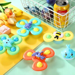 Leitee 9 Pcs Suction Cup Toys Bath Toys Sensory Toys Strong Suction Cup Toys Spinner Dimple Toy Birthday Gifts for Early Education Bathtub Dining Chairs, 3 Styles(Cute Style)