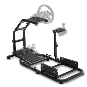 Marada Racing Sim Cockpit Stand Stable Frame Adapt to PXN, Thrustmaster, Logitech G29, G920, T300RS, T150 Height & Length Adjustable Simulation Steering Wheel Mount Shifter and Pedal Not Included