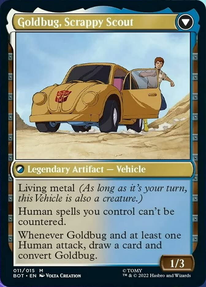 Magic: the Gathering - Goldbug, Humanity's Ally // Goldbug, Scrappy Scout (011) - Transformers