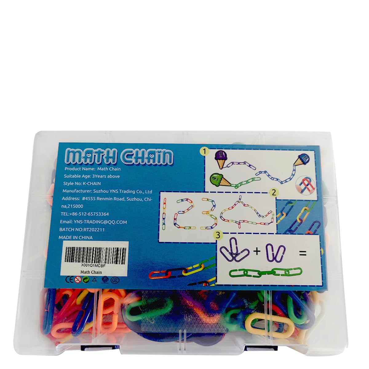 RAINBOW TOYFROG Chain Link Math Manipulatives - 240 C-Clip Chain Links & 20 Ice Cream Cards for Counting & Linking Math Games - Learning Resources for Kindergarten Sensory Bin