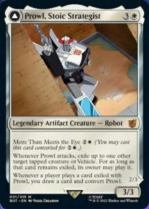 magic: the gathering - prowl, stoic strategist // prowl, pursuit vehicle (001) - transformers