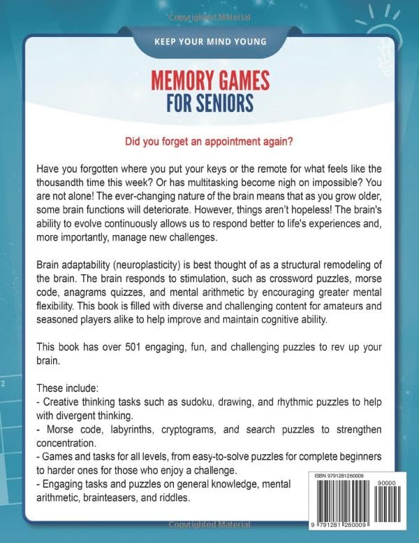 Memory Games for Seniors: A Large Print XXL Puzzle Activity Book with 501 Exciting and Funny Brain Exercises to Increase Cognitive Abilities [The Smart Senior Adult's Gift]