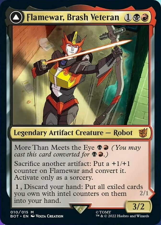 Magic The Gathering - Flamewar, Brash Veteran // Flamewar, Streetwise Operative (010) - Foil - Transformers