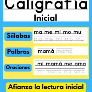 Caligrafía Inicial: Libro para aprender a repasar y a escribir letras, palabras y oraciones; cuaderno de trabajo para afianzar la lectura inicial - ... para niños en español) (Spanish Edition)