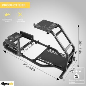 Marada Racing Sim Cockpit Stand Stable Frame Adapt to PXN, Thrustmaster, Logitech G29, G920, T300RS, T150 Height & Length Adjustable Simulation Steering Wheel Mount Shifter and Pedal Not Included