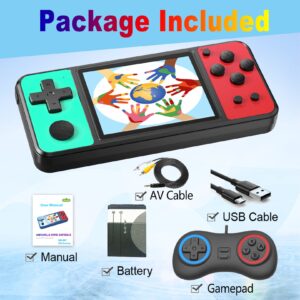 Great Boy Handheld Game Console for Kids Aldults Preloaded 270 Classic Retro Games with 3.0'' Color Display and Gamepad Rechargeable Arcade Gaming Player (Black-Green)