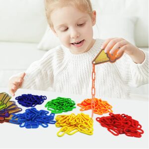 RAINBOW TOYFROG Chain Link Math Manipulatives - 240 C-Clip Chain Links & 20 Ice Cream Cards for Counting & Linking Math Games - Learning Resources for Kindergarten Sensory Bin