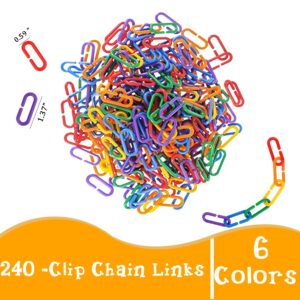 RAINBOW TOYFROG Chain Link Math Manipulatives - 240 C-Clip Chain Links & 20 Ice Cream Cards for Counting & Linking Math Games - Learning Resources for Kindergarten Sensory Bin