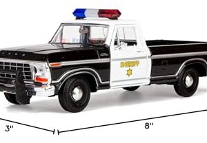 Motormax All Star Toys Exclusive 1979 Ford F-150 Sheriff Pickup Classic F150 Police Pick Up Truck 1:24 Diecast Collectible Model Car Black 76986 (Sheriff)