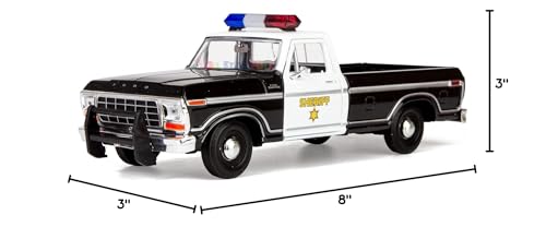 Motormax All Star Toys Exclusive 1979 Ford F-150 Sheriff Pickup Classic F150 Police Pick Up Truck 1:24 Diecast Collectible Model Car Black 76986 (Sheriff)