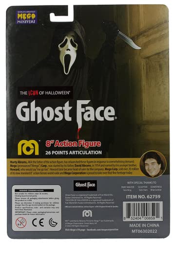 Mego Ghost Face Figure Scream Item No. 62759 8" Action Figure 26 Points Articulation