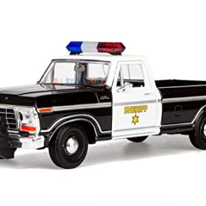 Motormax All Star Toys Exclusive 1979 Ford F-150 Sheriff Pickup Classic F150 Police Pick Up Truck 1:24 Diecast Collectible Model Car Black 76986 (Sheriff)