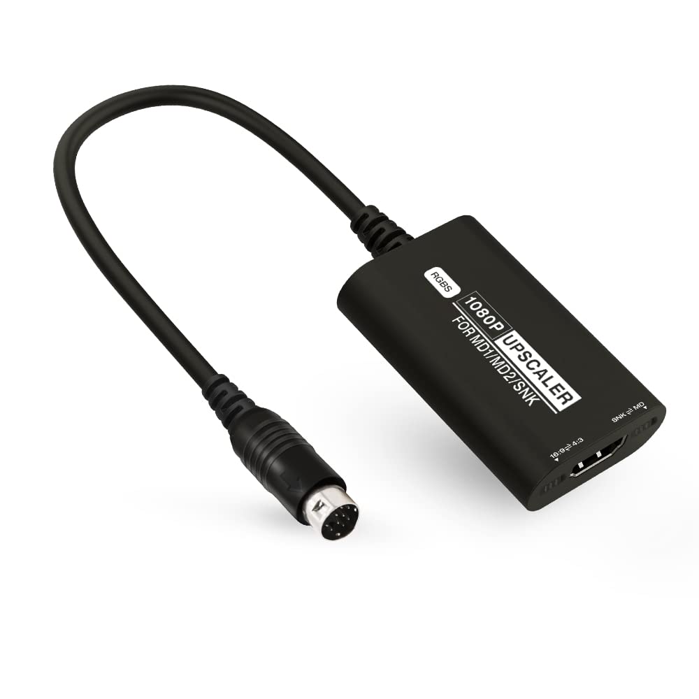 HDMI Converter for SEGA MD1 MD2 SNK HDMI Adapter RGBS Upscaler with 4:3/16:9 Aspect Ratio Switch for Sega Megadrive Genesis SNK NEO GEO Game Console