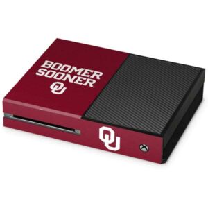 skinit decal gaming skin compatible with xbox one console - officially licensed college boomer sooner design