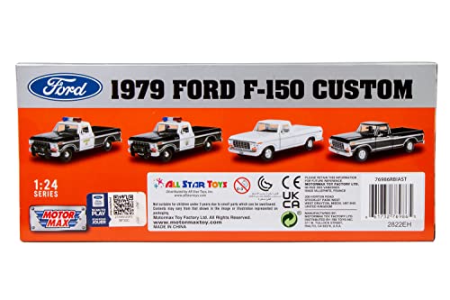 Motormax All Star Toys Exclusive 1979 Ford F-150 Sheriff Pickup Classic F150 Police Pick Up Truck 1:24 Diecast Collectible Model Car Black 76986 (Sheriff)