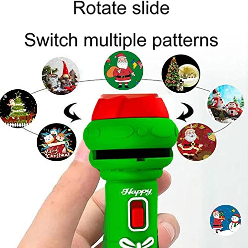 Aubatece Baby Lights Christmas Slide Projector and Lighting 2 in 1 Slide Projector Flashlight Kids Christmas Flashlight Projector Bedtime Toys Kids Fun Toys Neon Cloud Light (Green #2, One Size)