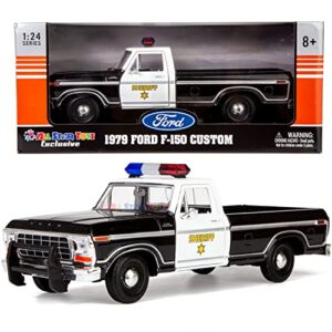 motormax all star toys exclusive 1979 ford f-150 sheriff pickup classic f150 police pick up truck 1:24 diecast collectible model car black 76986 (sheriff)